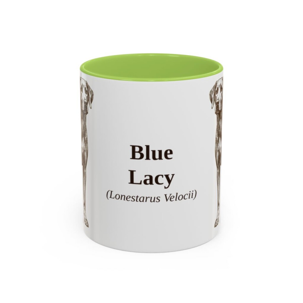 11oz Blue Lacy Latin Mug, Light Green, front view