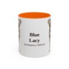 11oz Blue Lacy Latin Mug, Orange, front view