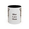 11oz Blue Lacy Dog Mom Mug, Black, front view