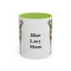 11oz Blue Lacy Dog Mom Mug, Light Green, front view