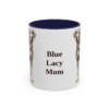11oz Blue Lacy Dog Mom Mug, Navy, front view