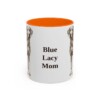 11oz Blue Lacy Dog Mom Mug, Orange, front view