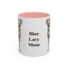 11oz Blue Lacy Dog Mom Mug, Pink, front view