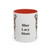 11oz Blue Lacy Dog Mom Mug, Red, front view