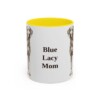 11oz Blue Lacy Dog Mom Mug, Yellow, front view