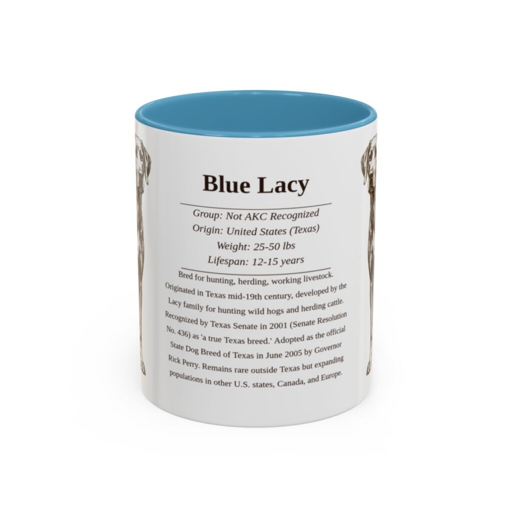 11oz Blue Lacy Mug, Light Blue, front view