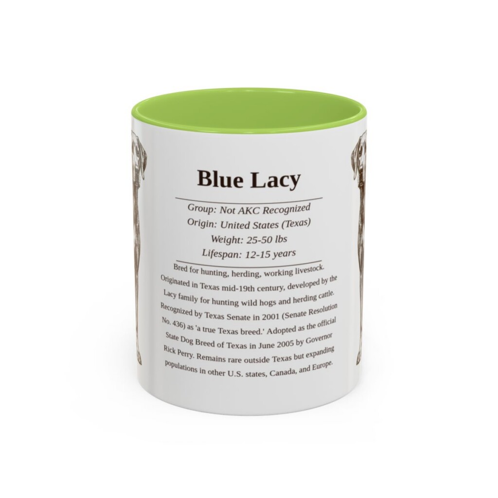 11oz Blue Lacy Mug, Light Green, front view
