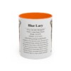 11oz Blue Lacy Mug, Orange, front view