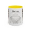11oz Blue Lacy Mug, Yellow, front view