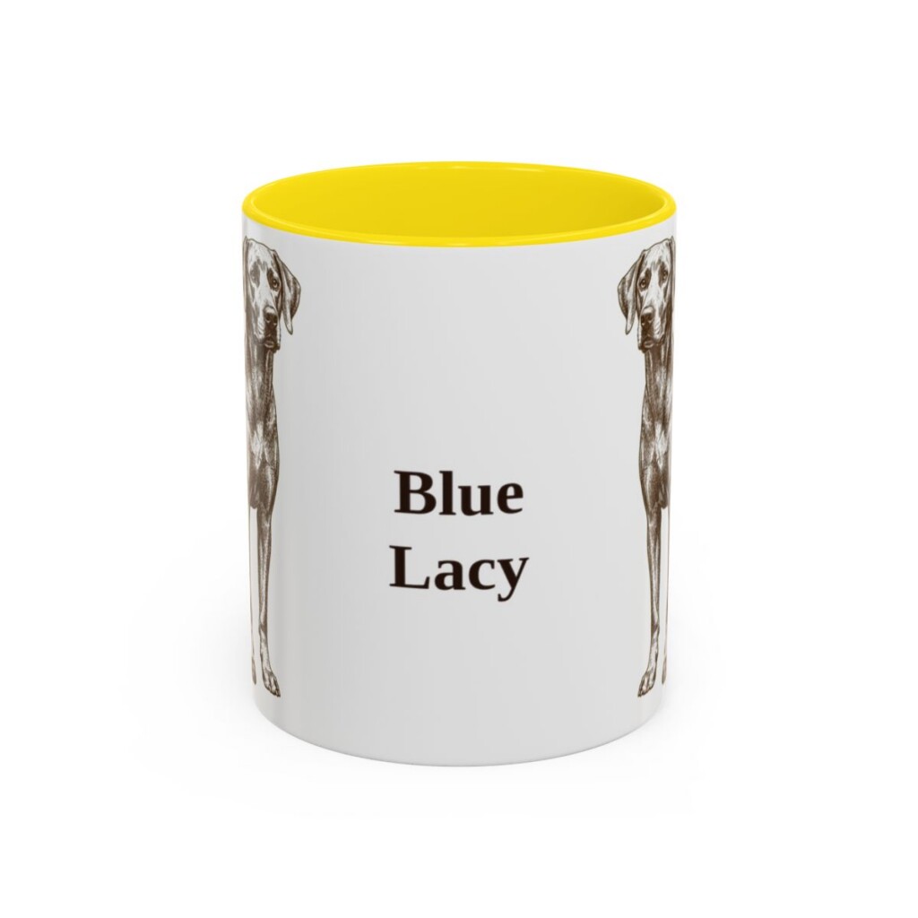 11oz-blue-lacy-mug-yellow 11oz Blue Lacy Mug, Yellow, front view