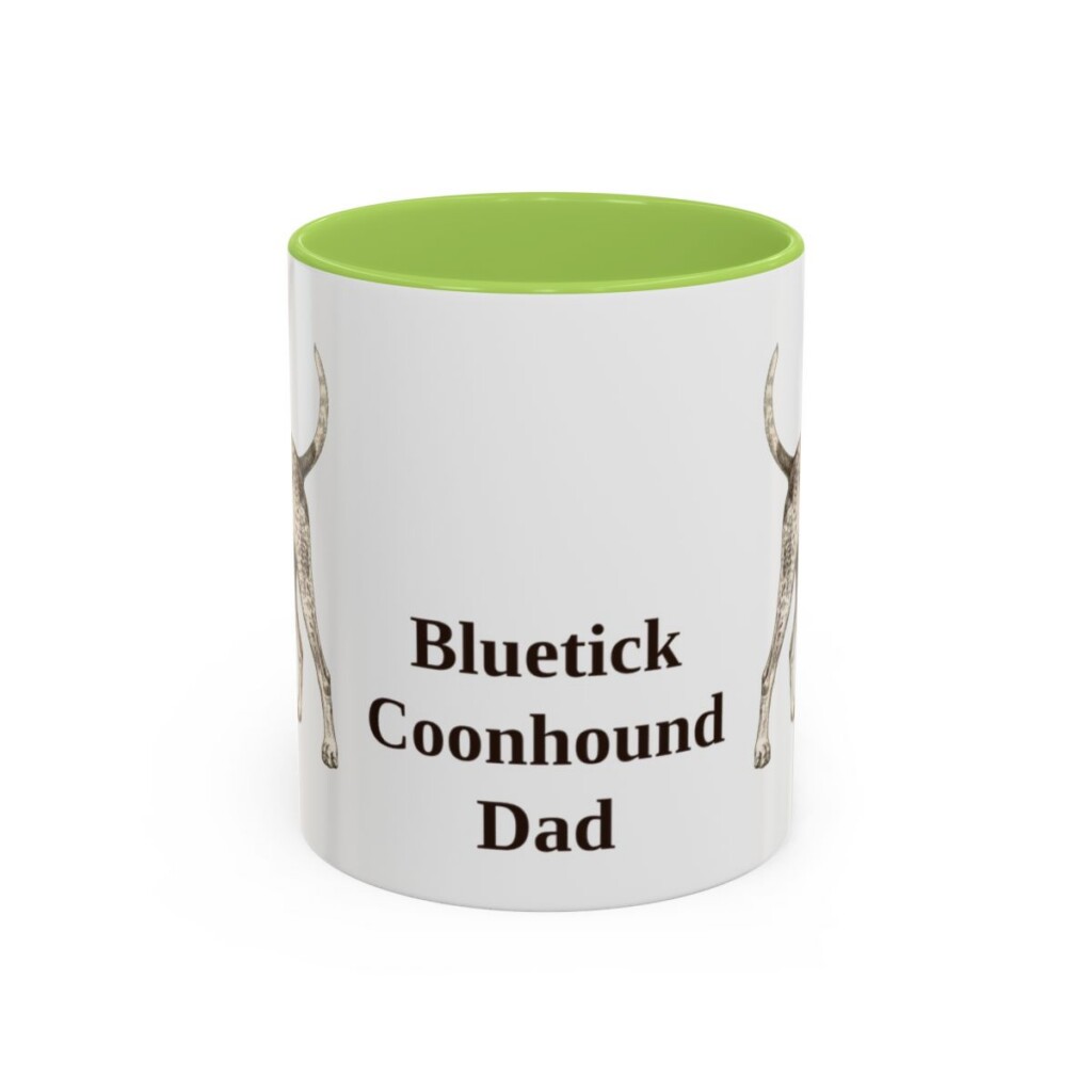 11oz-bluetick-coonhound-mug-dad-light-green 11oz Bluetick Coonhound Dog Dad Mug, Light Green, front view