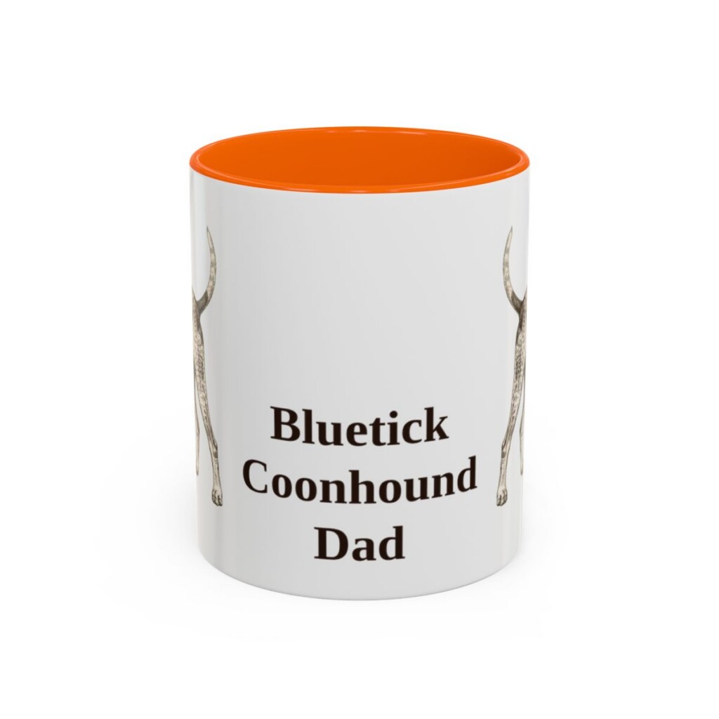 11oz-bluetick-coonhound-mug-dad-orange 11oz Bluetick Coonhound Dog Dad Mug, Orange, front view