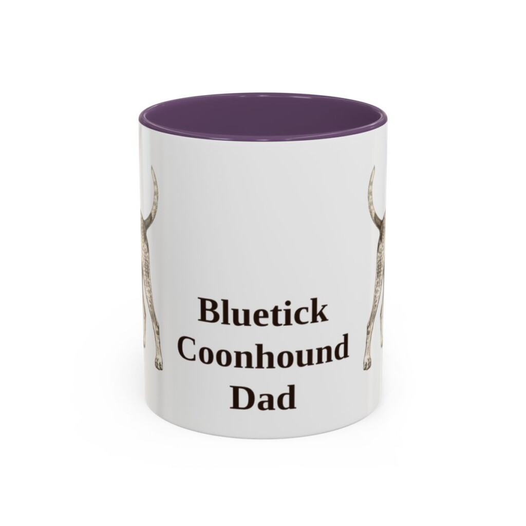 11oz-bluetick-coonhound-mug-dad-purple 11oz Bluetick Coonhound Dog Dad Mug, Purple, front view