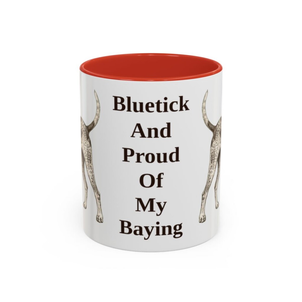 11oz-bluetick-coonhound-mug-humor-red 11oz Funny Bluetick Coonhound Mug, Red, front view