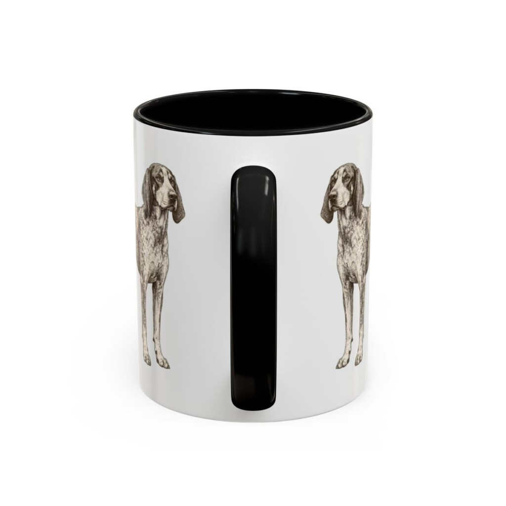 11oz Bluetick Coonhound Latin Mug, Black, back view