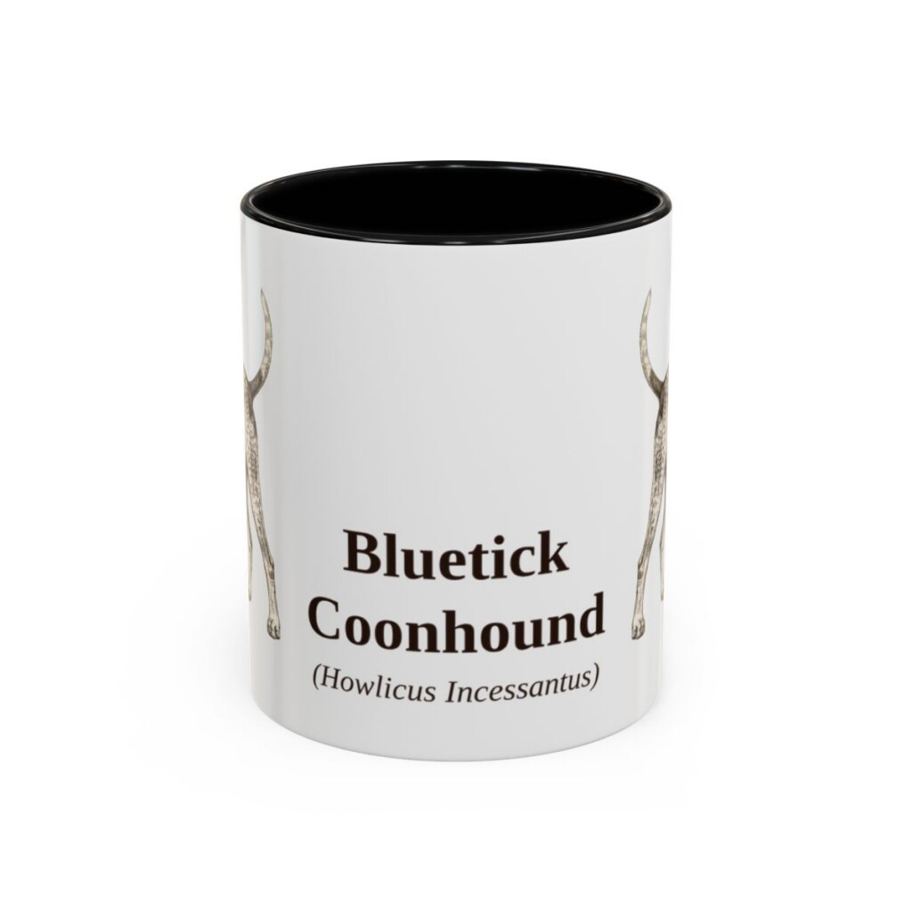 11oz Bluetick Coonhound Latin Mug, Black, front view