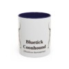 11oz Bluetick Coonhound Latin Mug, Navy, front view