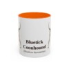 11oz Bluetick Coonhound Latin Mug, Orange, front view