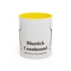 11oz Bluetick Coonhound Latin Mug, Yellow, front view
