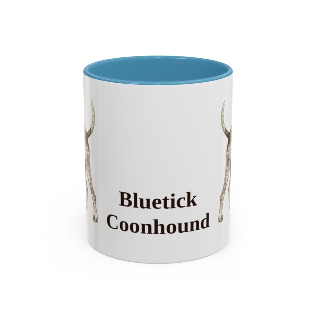 11oz Bluetick Coonhound Mug, Light Blue, front view