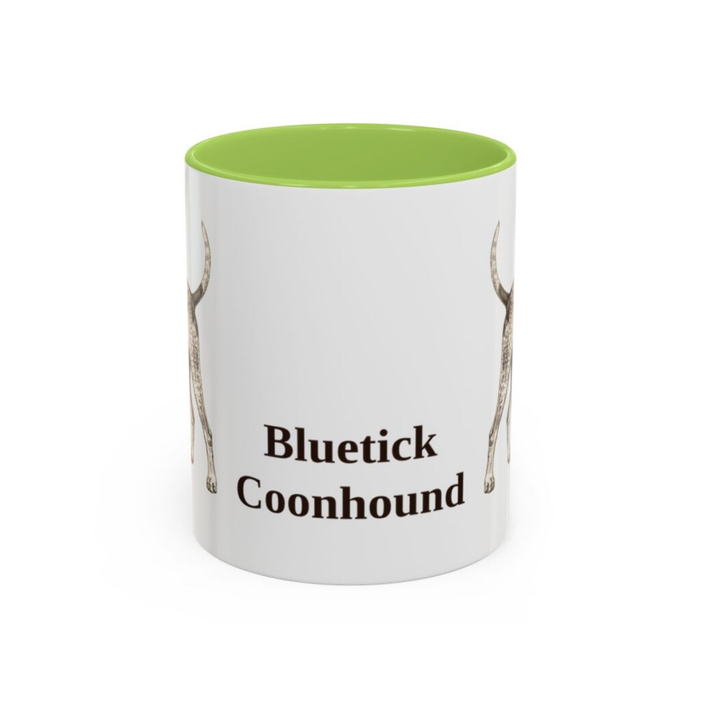 11oz Bluetick Coonhound Mug, Light Green, front view