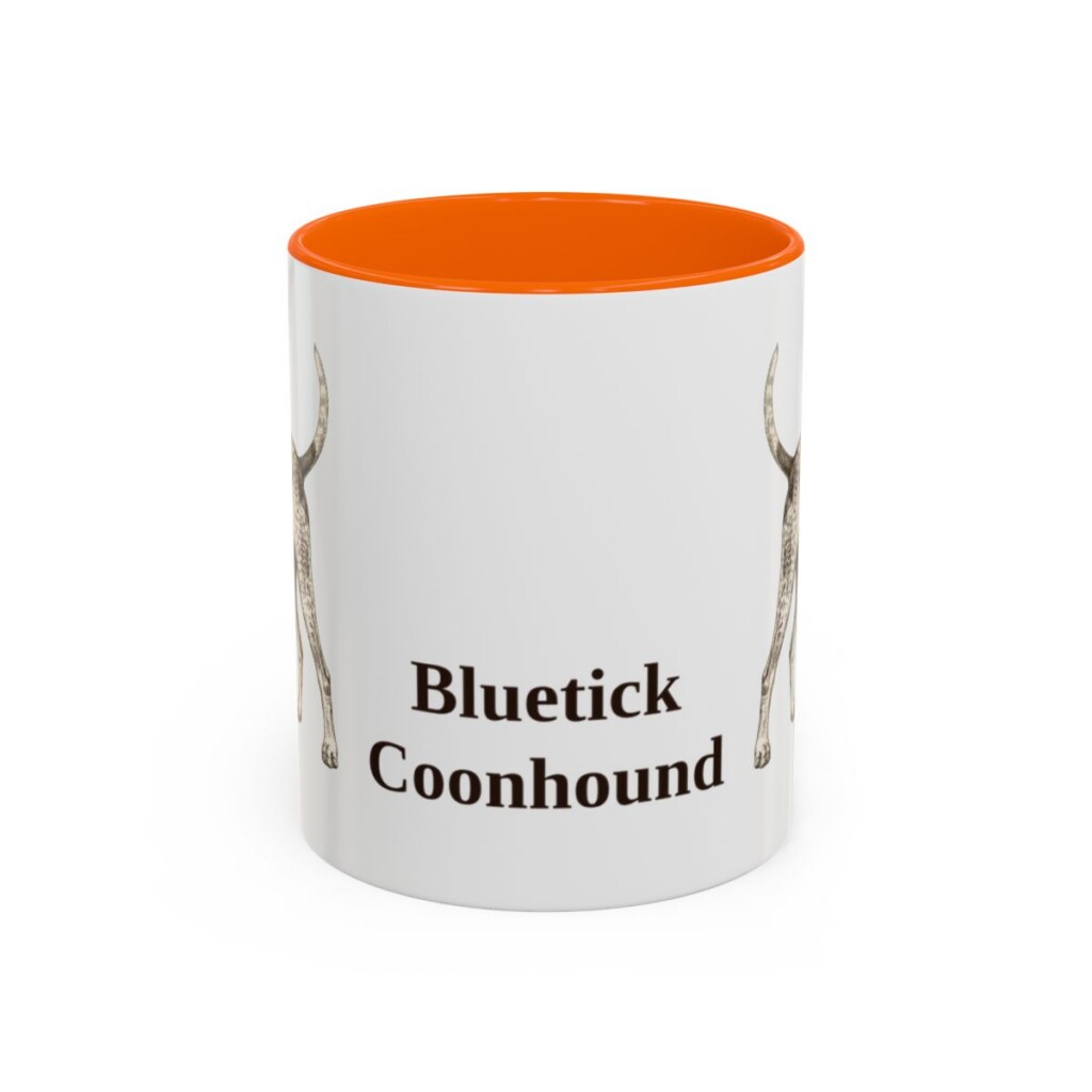 11oz Bluetick Coonhound Mug, Orange, front view