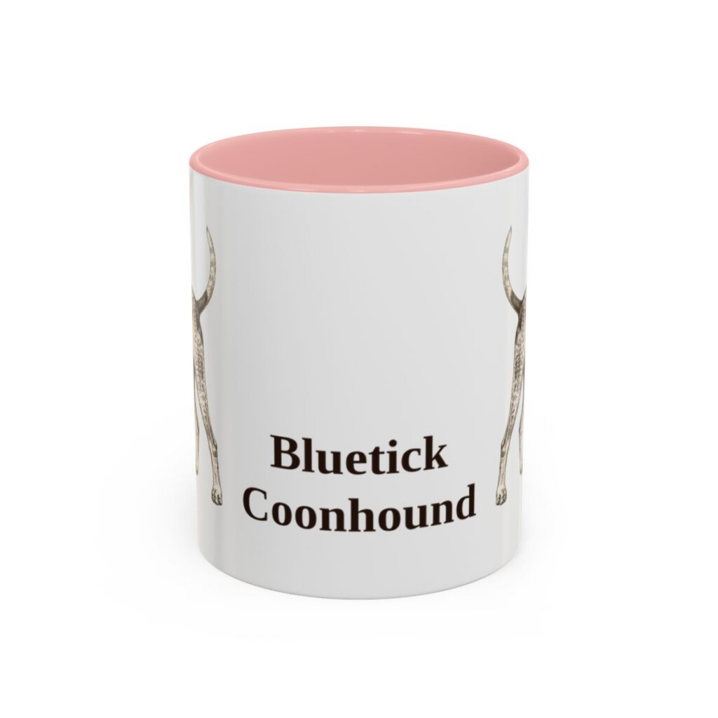 11oz Bluetick Coonhound Mug, Pink, front view