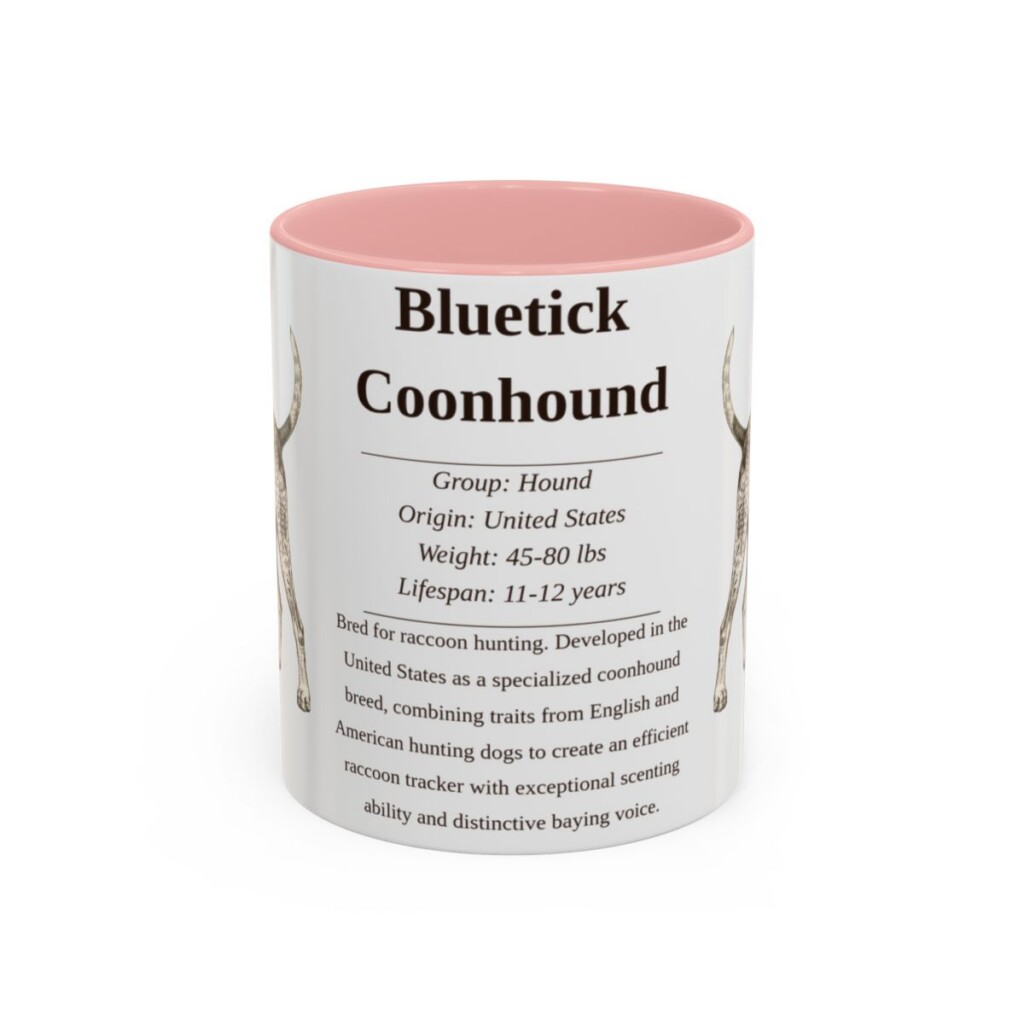 11oz bluetick coonhound mug, Pink