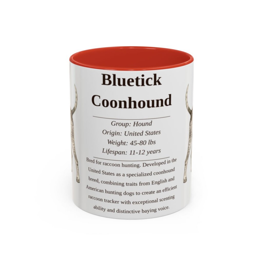 11oz bluetick coonhound mug, Red