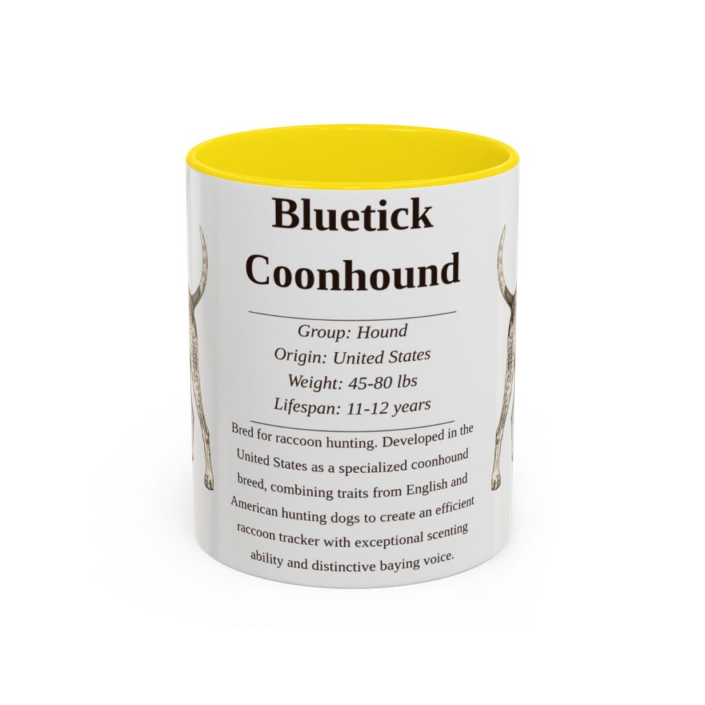 11oz bluetick coonhound mug, Yellow