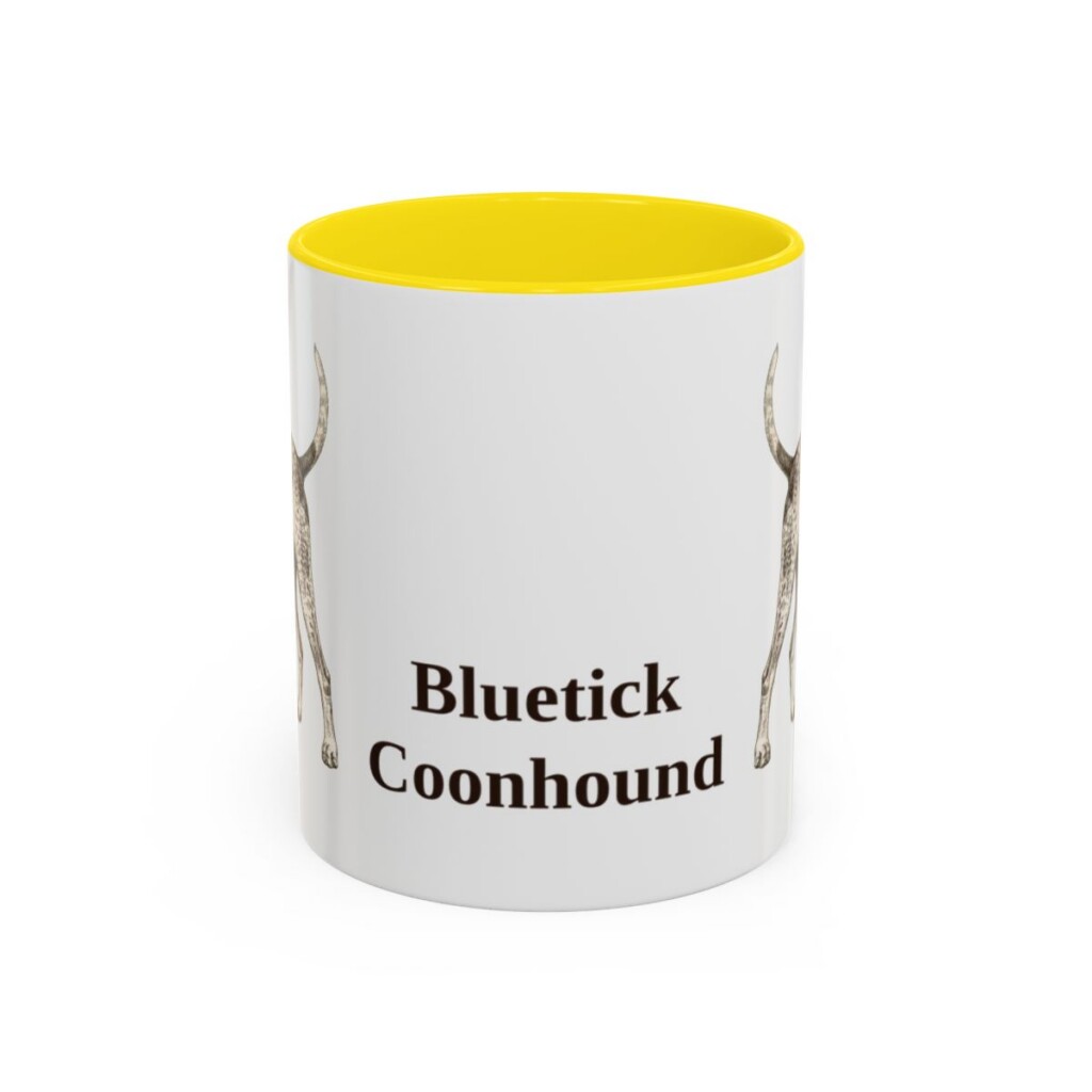 11oz Bluetick Coonhound Mug, Yellow, front view