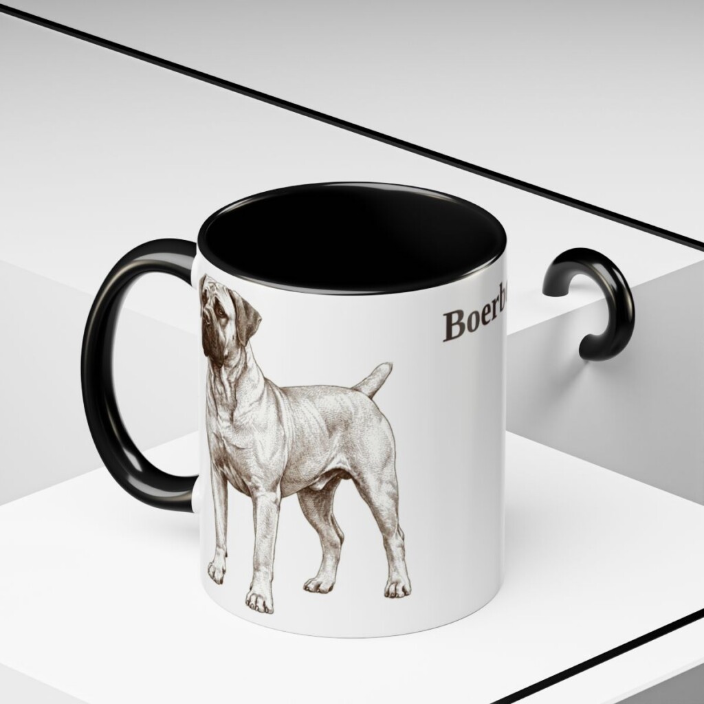 11oz Boerboel Mug, Black, lifestyle photo