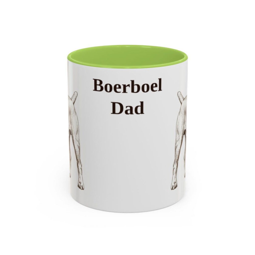 11oz Boerboel Dog Dad Mug, Light Green, front view