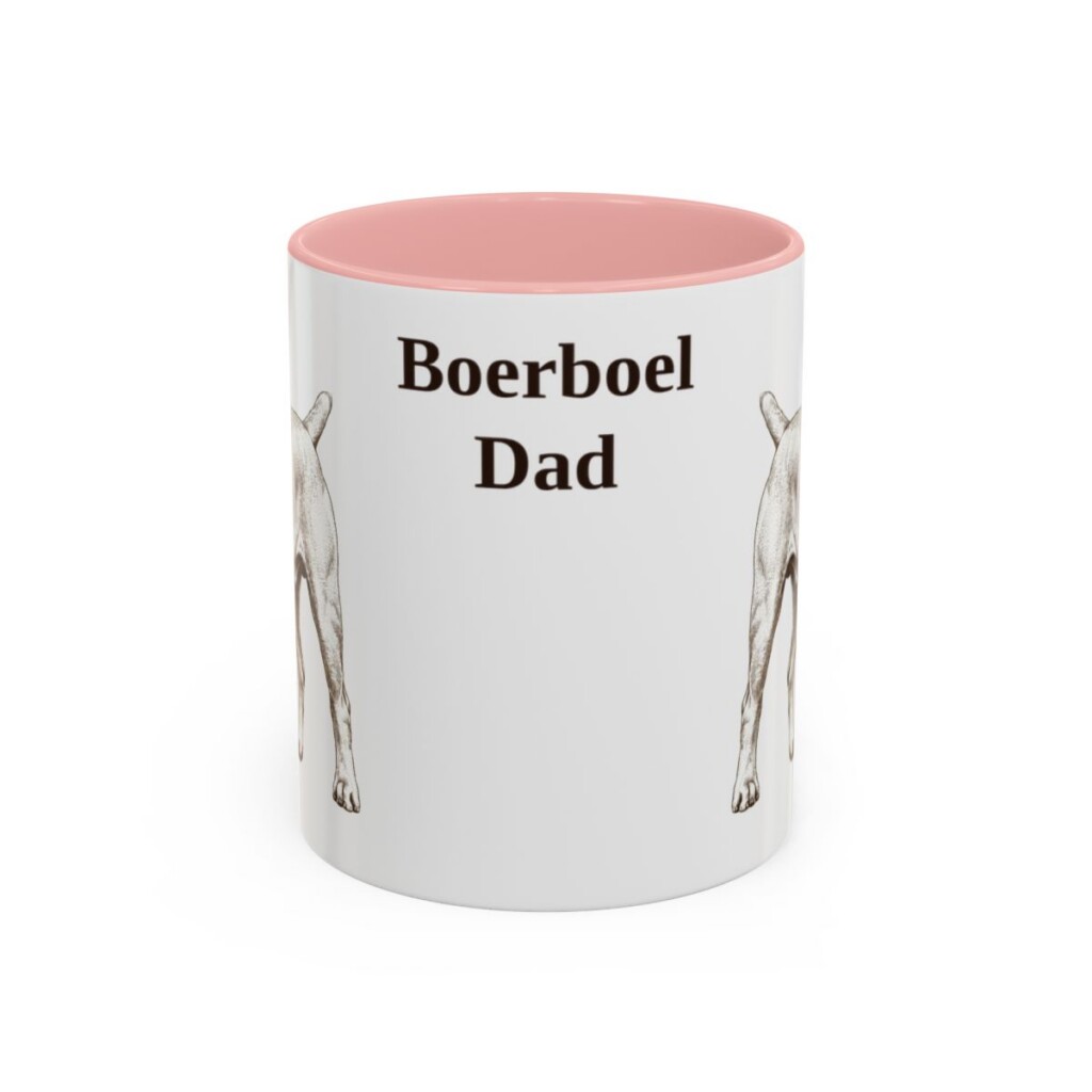 11oz Boerboel Dog Dad Mug, Pink, front view