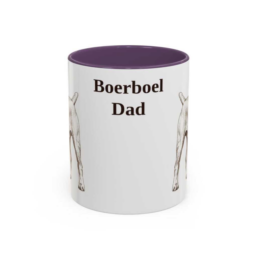 11oz Boerboel Dog Dad Mug, Purple, front view
