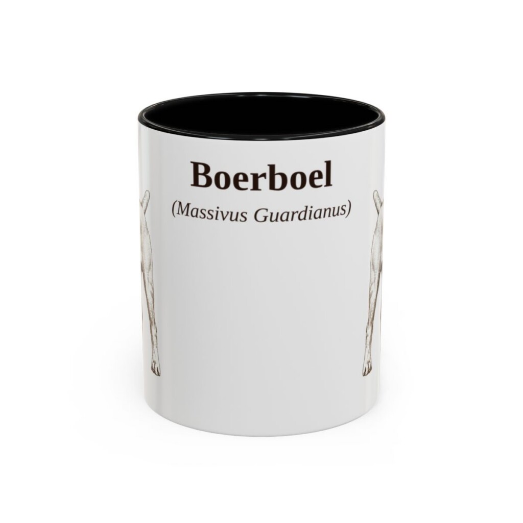11oz Boerboel Latin Mug, Black, front view