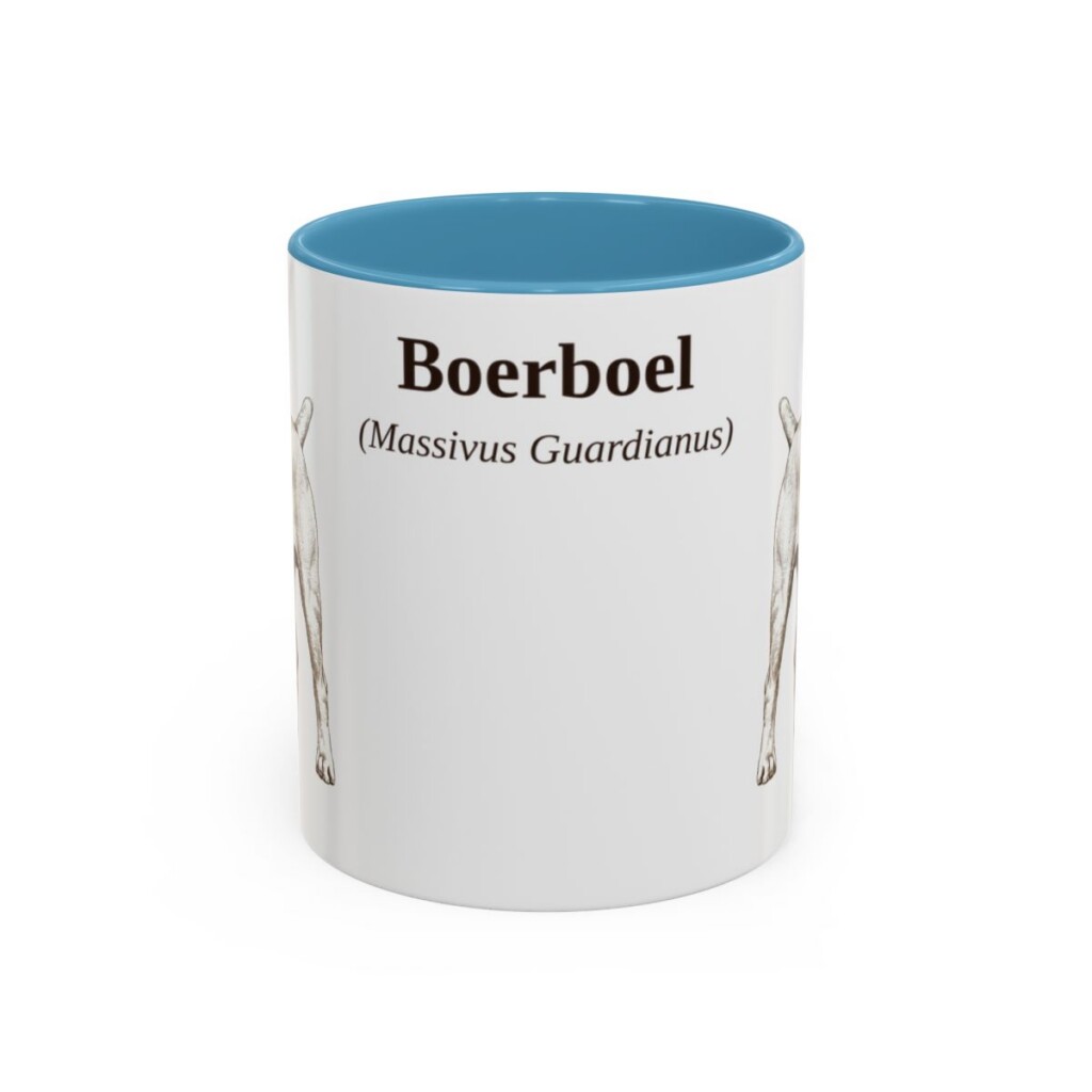 11oz Boerboel Latin Mug, Light Blue, front view