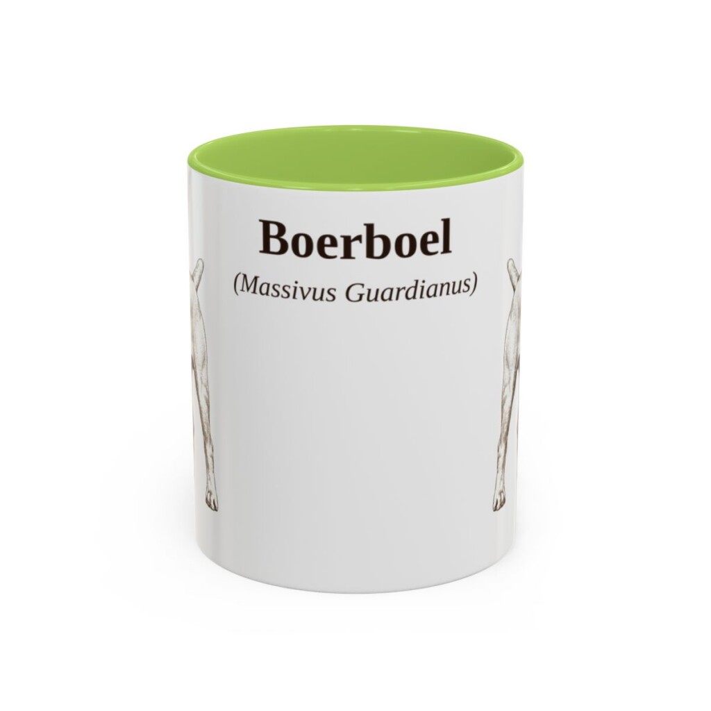 11oz Boerboel Latin Mug, Light Green, front view