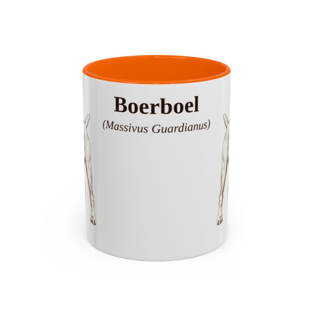 11oz Boerboel Latin Mug, Orange, front view