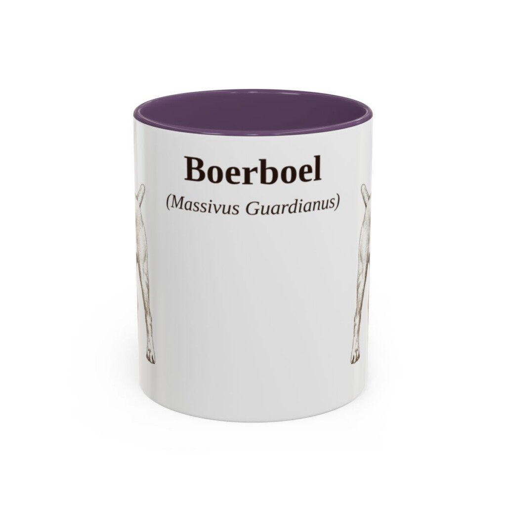 11oz Boerboel Latin Mug, Purple, front view