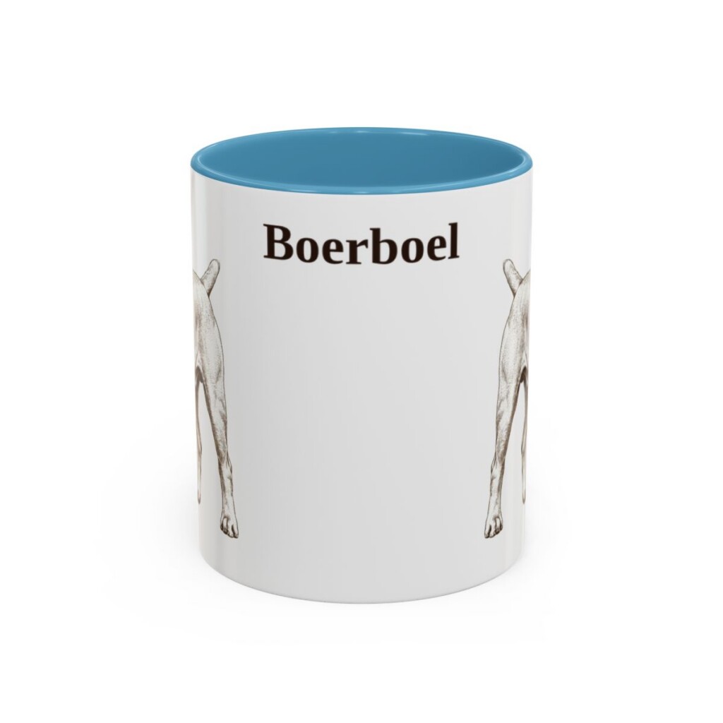 11oz Boerboel Mug, Light Blue, front view