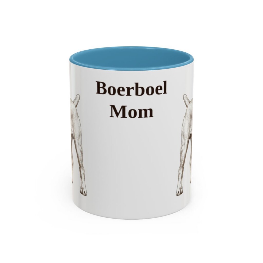 11oz Boerboel Dog Mom Mug, Light Blue, front view