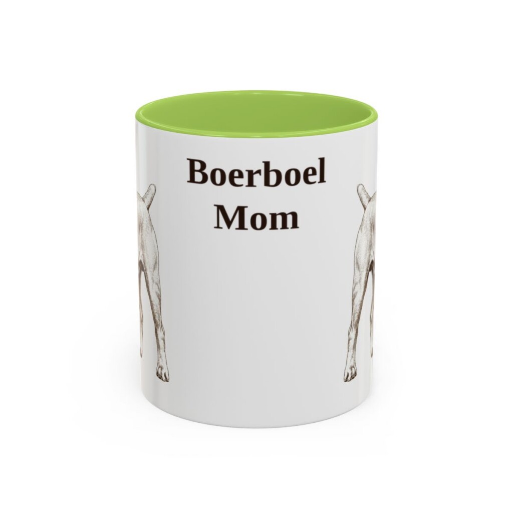 11oz Boerboel Dog Mom Mug, Light Green, front view