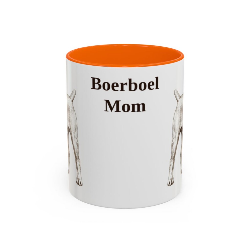 11oz Boerboel Dog Mom Mug, Orange, front view