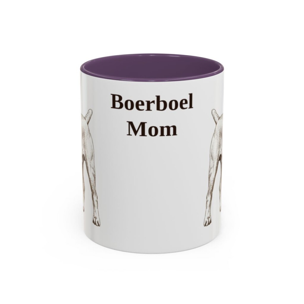 11oz Boerboel Dog Mom Mug, Purple, front view