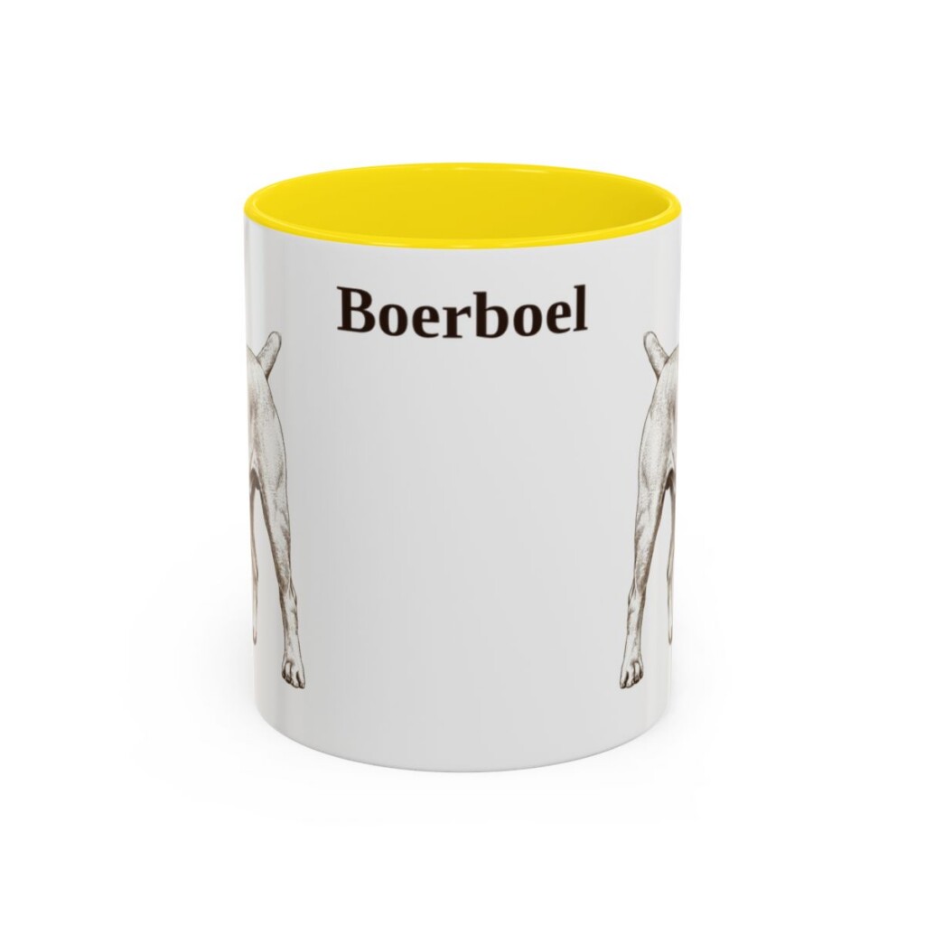 11oz Boerboel Mug, Yellow, front view