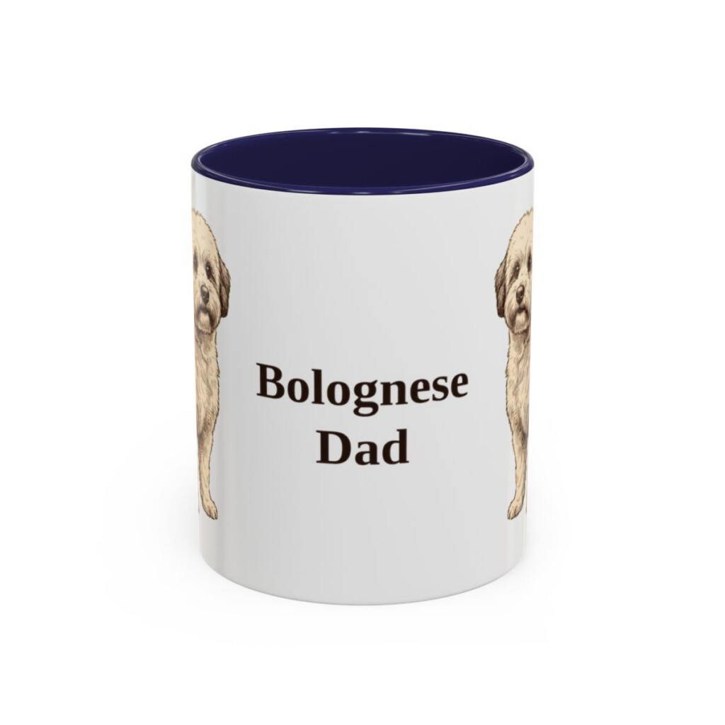 11oz Bolognese Dog Dad Mug, Navy, front view