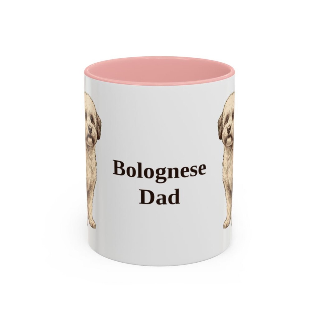 11oz Bolognese Dog Dad Mug, Pink, front view