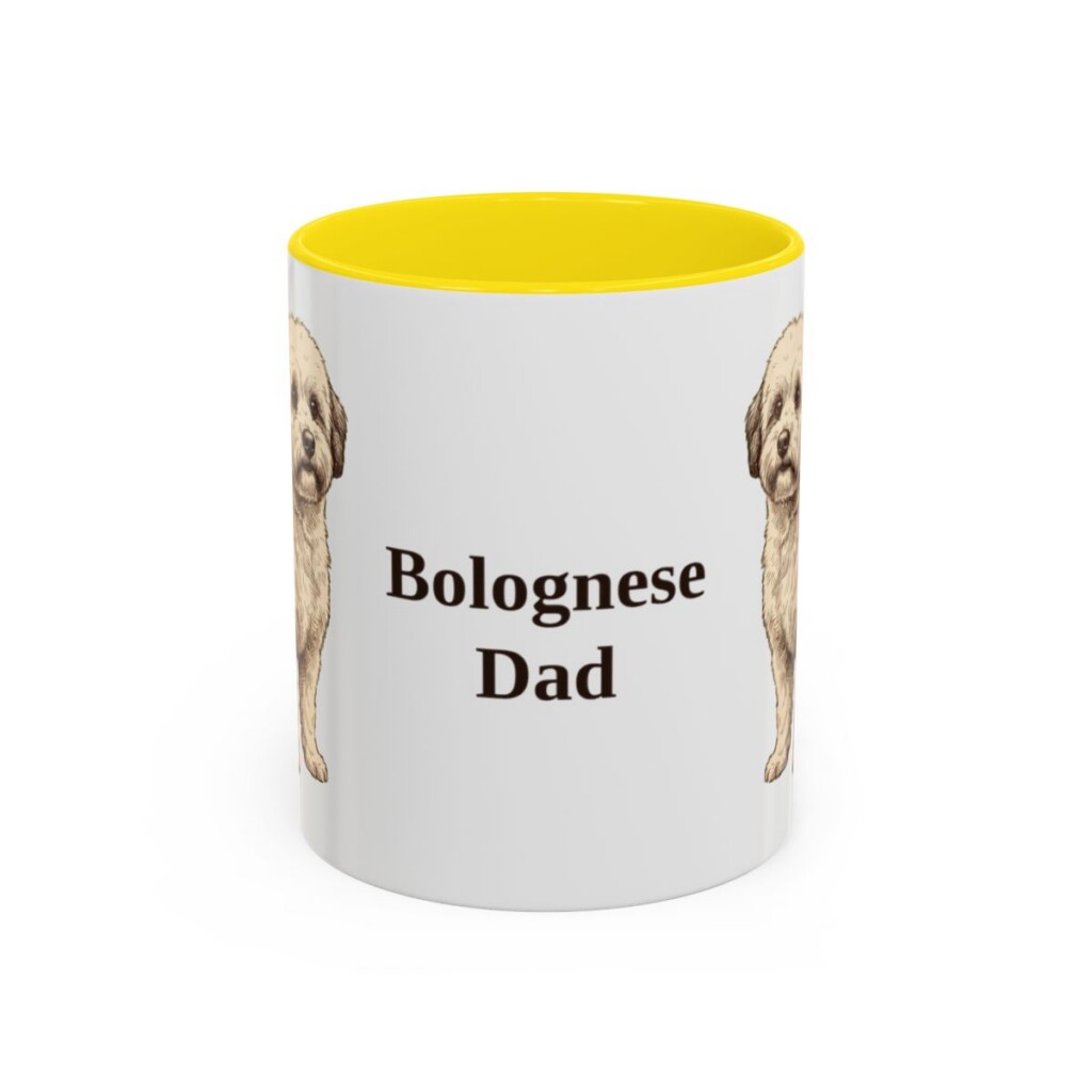 11oz Bolognese Dog Dad Mug, Yellow, front view