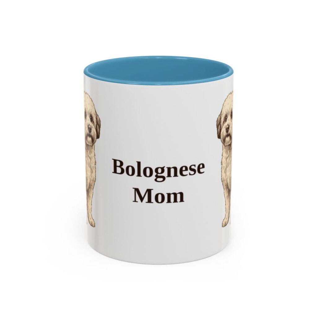 11oz Bolognese Dog Mom Mug, Light Blue, front view